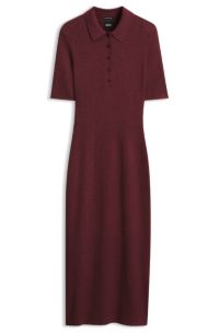 Merino wool polo dress, Dark Red