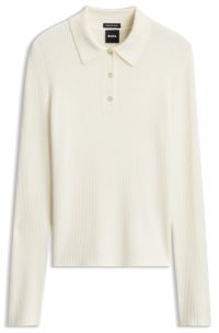 Merino-wool polo sweater, Natural