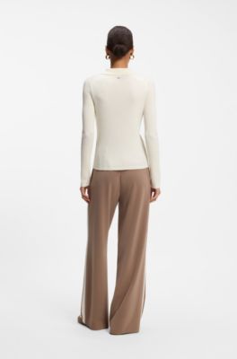 Merino-wool polo sweater, Natural