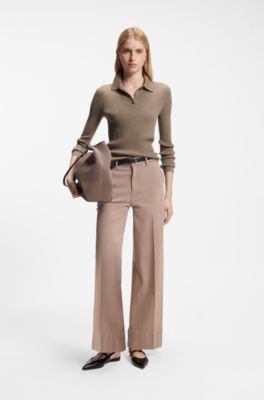 Merino-wool polo sweater, Light Brown