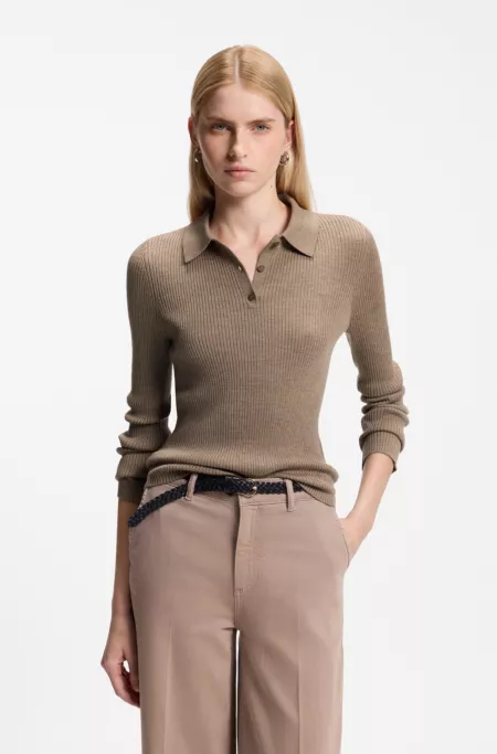 Jersey de lana merina con cuello polo