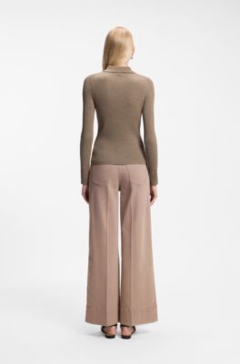 Merino-wool polo sweater, Light Brown