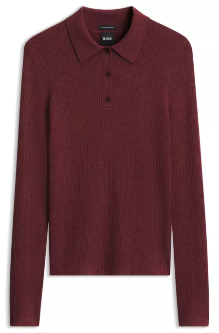 Pull polo en laine mérinos