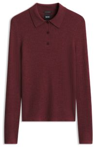 Merino-wool polo sweater, Dark Red