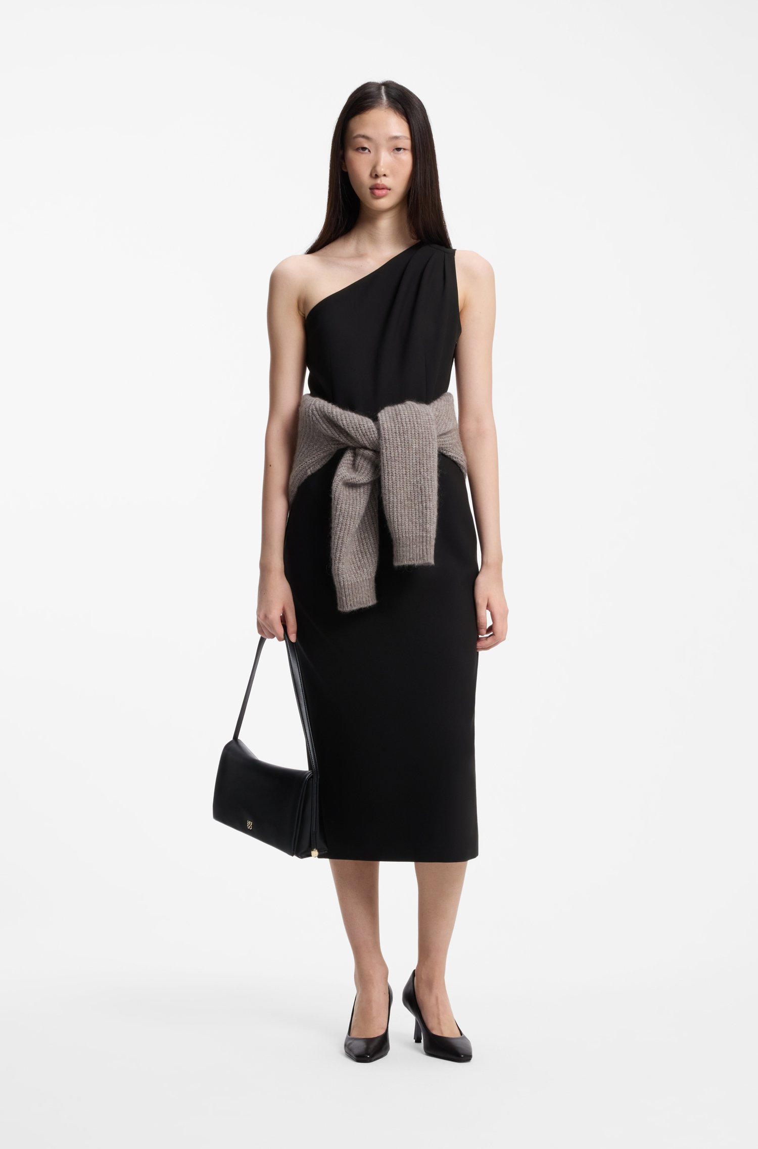 Hugo One-shoulder midi dress with belt detail klänningar dam – bild 2