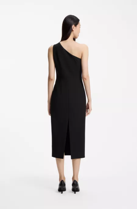 One-Shoulder-Midikleid mit Gürtel-Detail