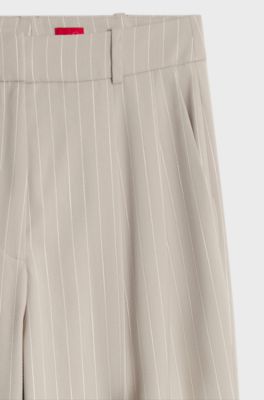 Pinstripe wide-leg trousers , Beige Patterned