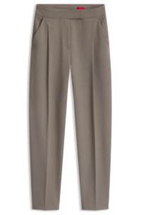 Tapered-leg stretch trousers with a high waist, Taupe