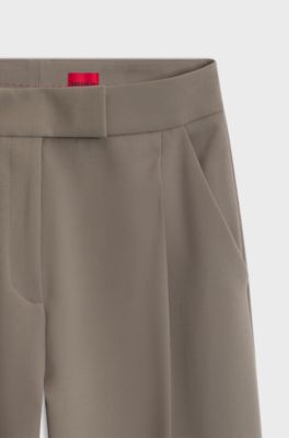 Tapered-leg stretch trousers with a high waist, Taupe