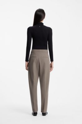 Barrel-fit trousers , Taupe