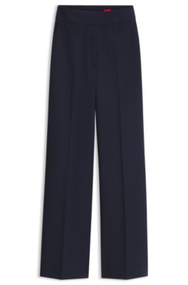 Flared-fit formal trousers with a high waist, Dark Blue
