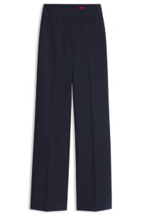 Flared-fit formal trousers with a high waist, Dark Blue
