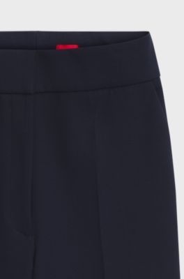 Flared-fit formal trousers with a high waist, Dark Blue