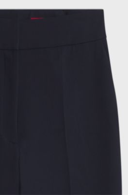 Flared-fit formal trousers with a high waist, Dark Blue