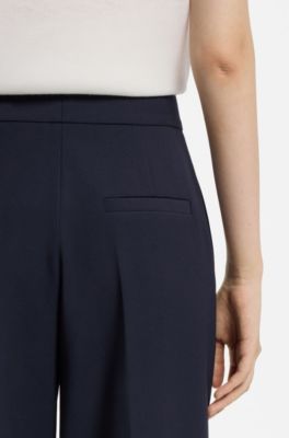 Flared-fit formal trousers with a high waist, Dark Blue