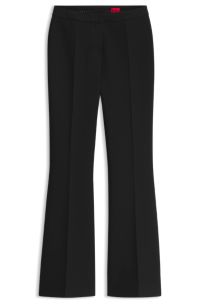 Mid-rise flared-fit trousers with ironed creases, Black