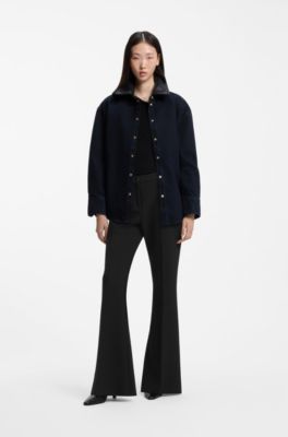 Flared-fit stretch trousers, Black