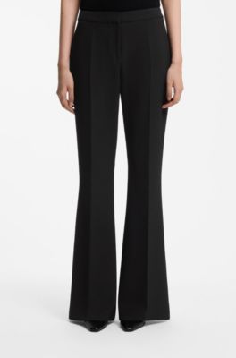 Flared-fit stretch trousers, Black
