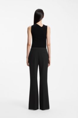 Flared-fit stretch trousers, Black