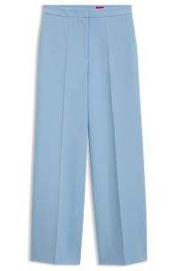Creased straight-fit trousers in stretch fabric, Light Blue