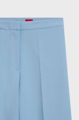 Creased straight-fit trousers in stretch fabric, Light Blue