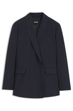 Regular-fit blazer in pinstripe stretch crepe