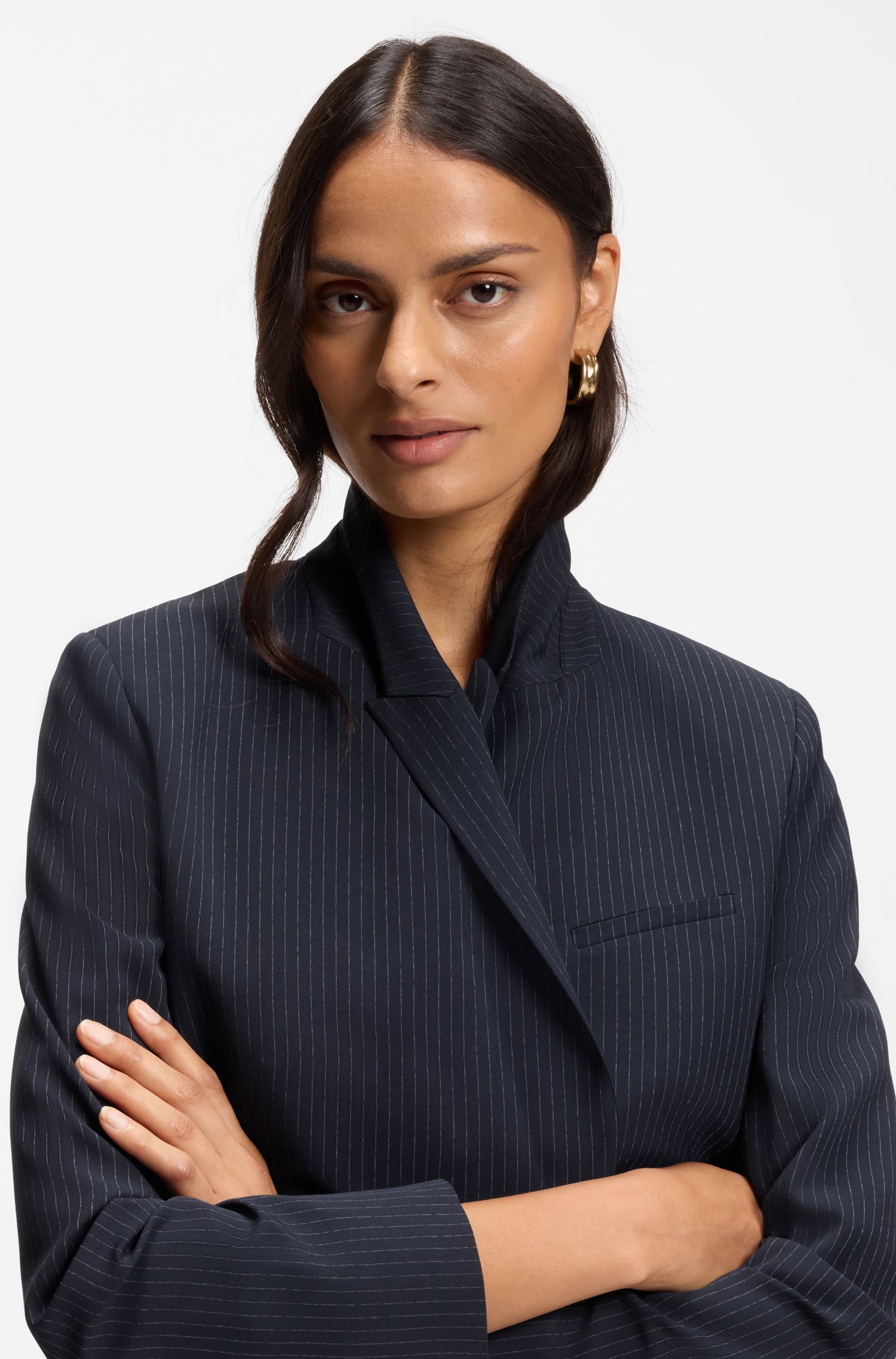 Boss Regular-fit blazer in pinstripe stretch crepe dam – bild 3