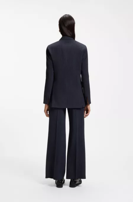 Regular-fit blazer in pinstripe stretch crepe