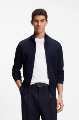 Leather business belt with polished gunmetal buckle, Dark Blue