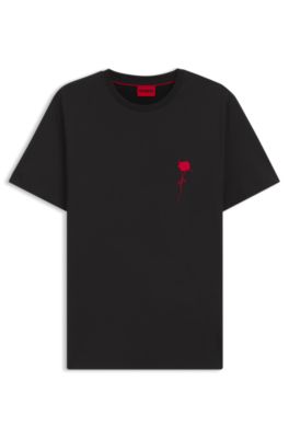 Cotton T-shirt with logo artwork, Black