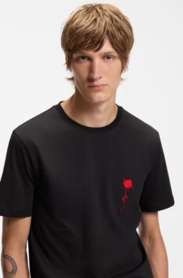 Cotton T-shirt with logo artwork, Black
