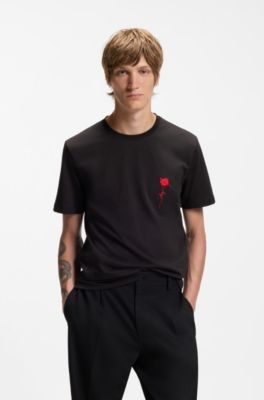 Cotton T-shirt with logo artwork, Black