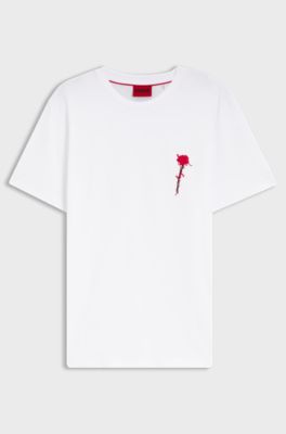 Cotton T-shirt with logo artwork, White
