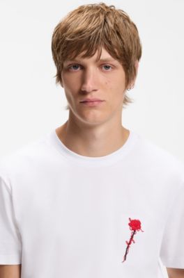Cotton T-shirt with logo artwork, White