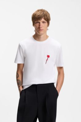 Cotton T-shirt with logo artwork, White