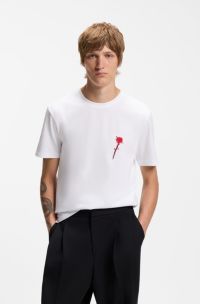 Cotton T-shirt with logo artwork, White