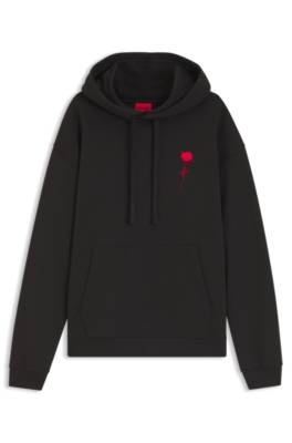 Relaxed-fit hoodie in cotton terry with rose logo 4
