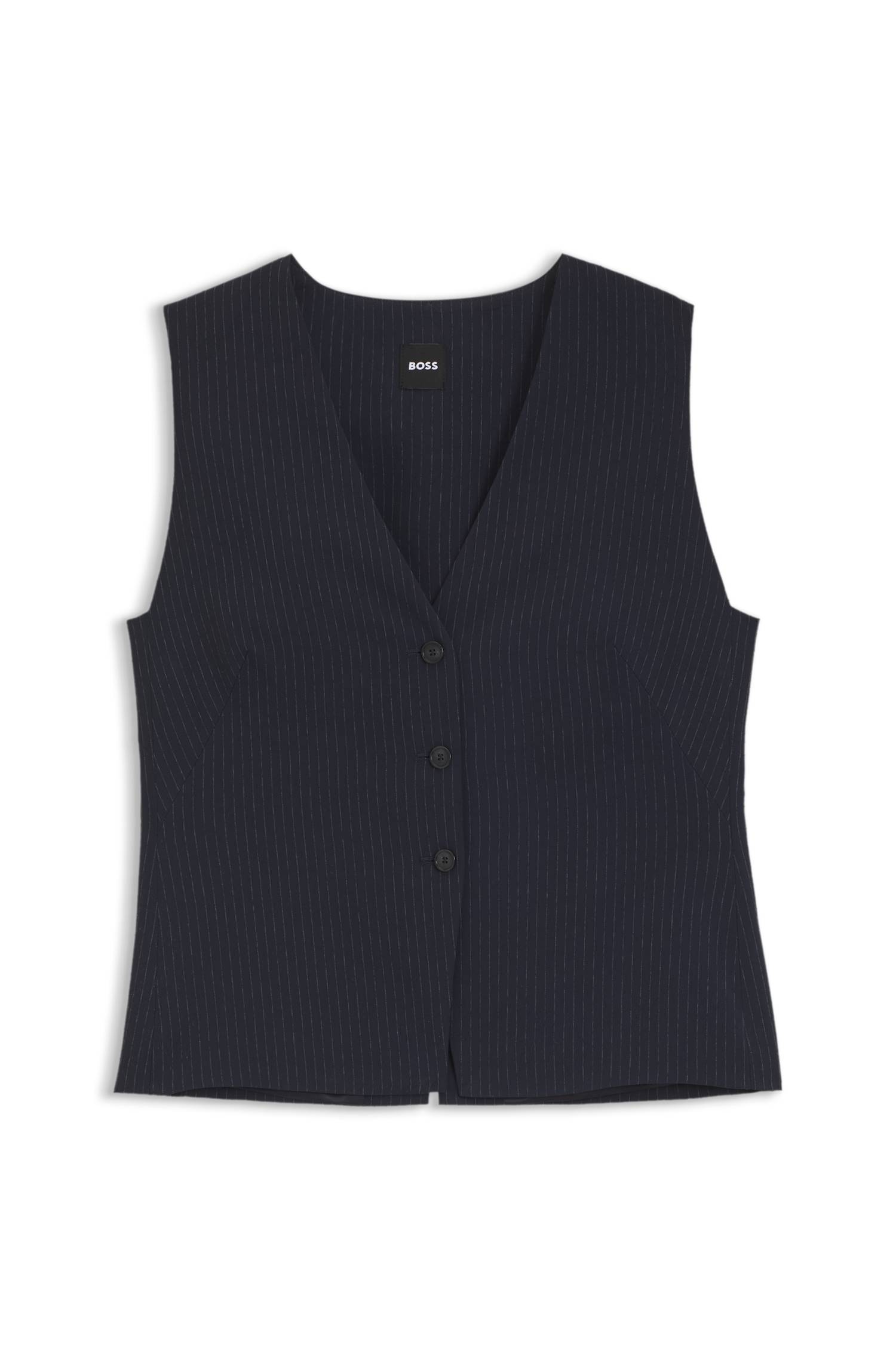 Boss Slim-fit waistcoat in pinstripe stretch crepe toppar & linnen dam – bild 4
