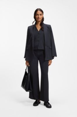 Slim-fit waistcoat in pinstripe stretch crepe, Dark Blue