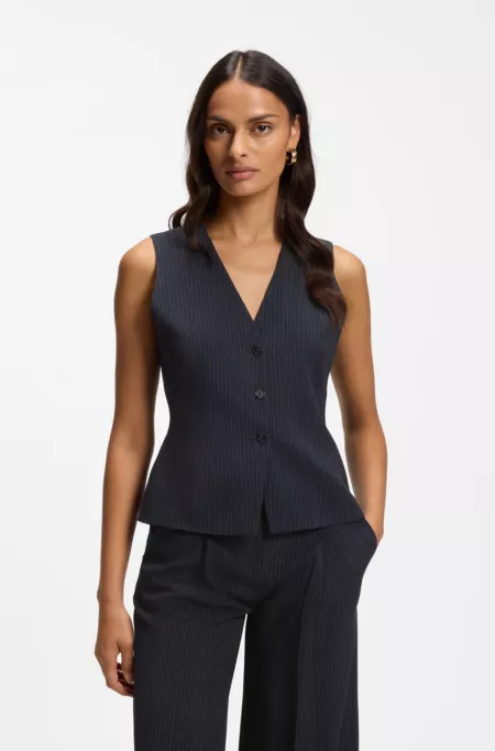 Slim-fit waistcoat in pinstripe stretch crepe