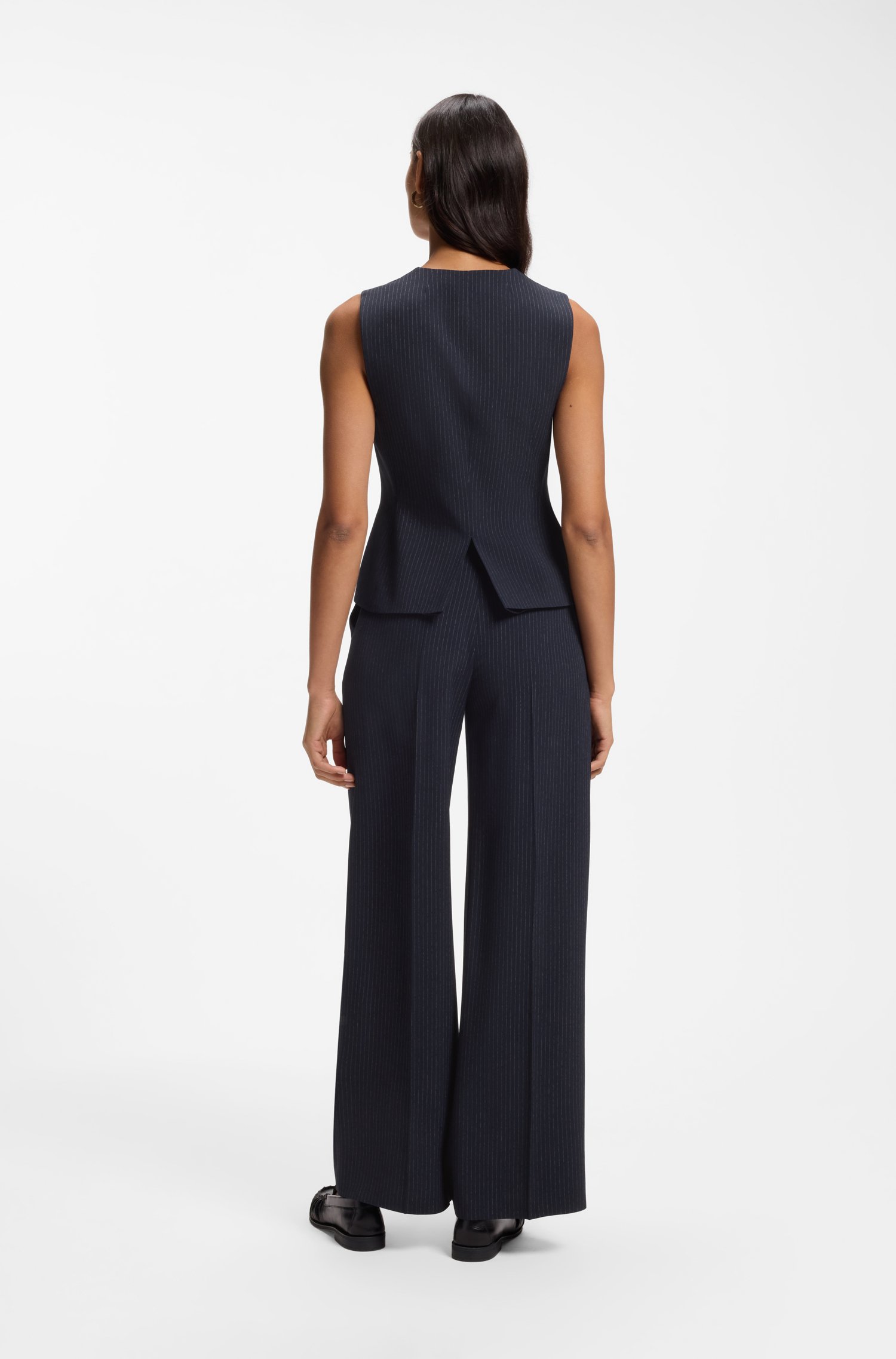 Boss Slim-fit waistcoat in pinstripe stretch crepe toppar & linnen dam – bild 2