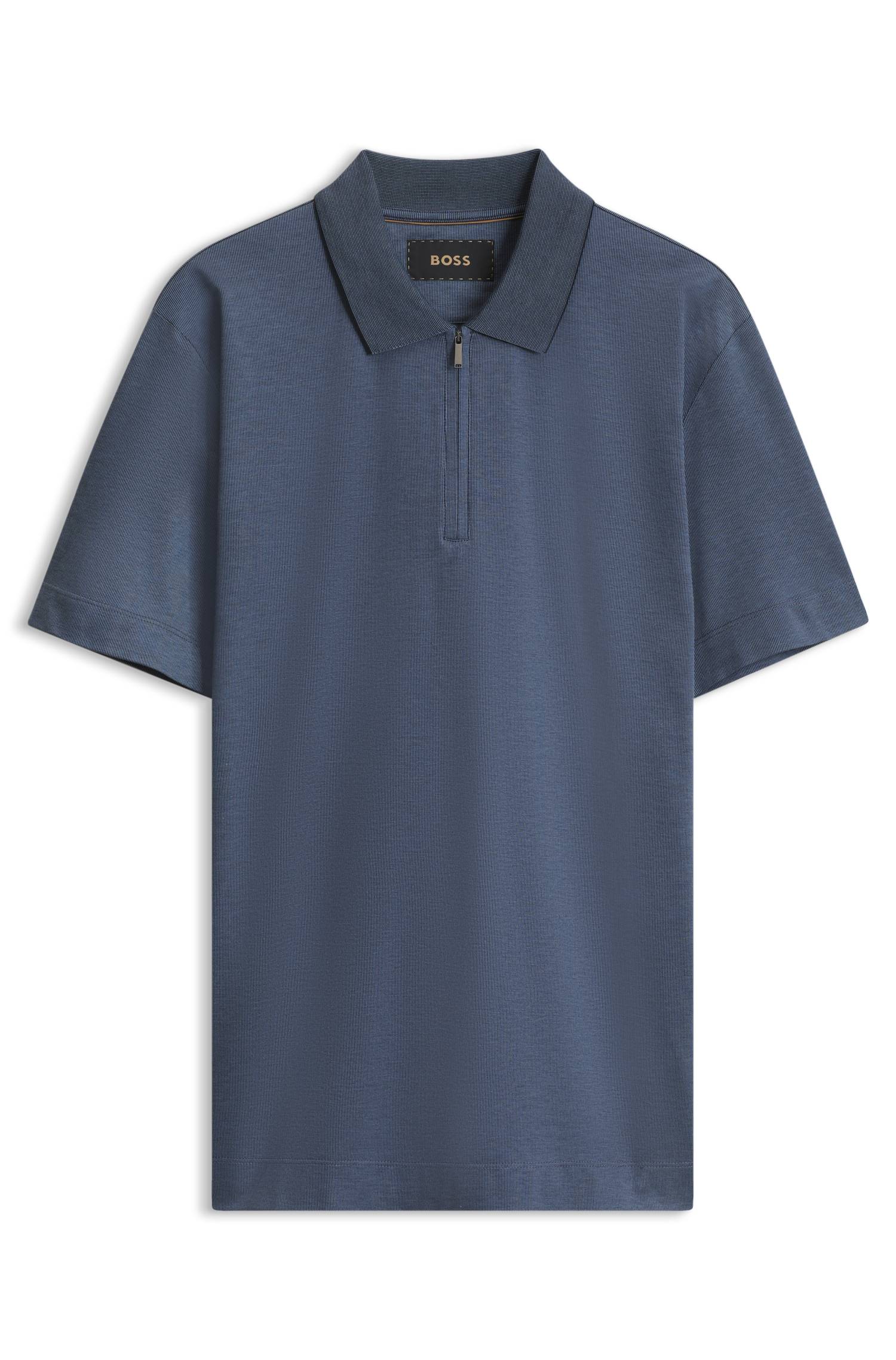 Boss Zip-neck cotton polo shirt pikéer herr – bild 4