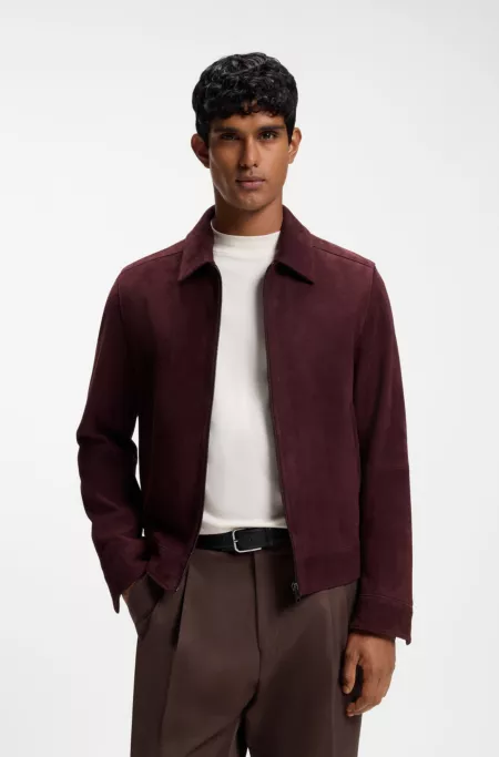 Veste en cuir suédé