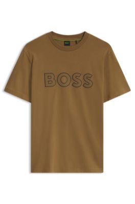 Cotton T-shirt with bold logo artwork, Brown