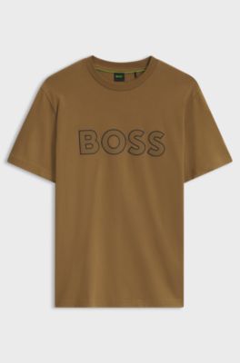 Cotton T-shirt with bold logo artwork, Brown