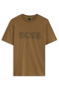 Cotton T-shirt with bold logo artwork, Brown