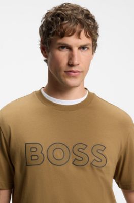 T-shirt in cotone con logo, Marrone