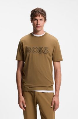 Cotton T-shirt with logo , Brown