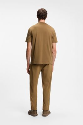T-shirt in cotone con logo, Marrone