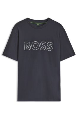 Cotton T-shirt with bold logo artwork, Dark Blue